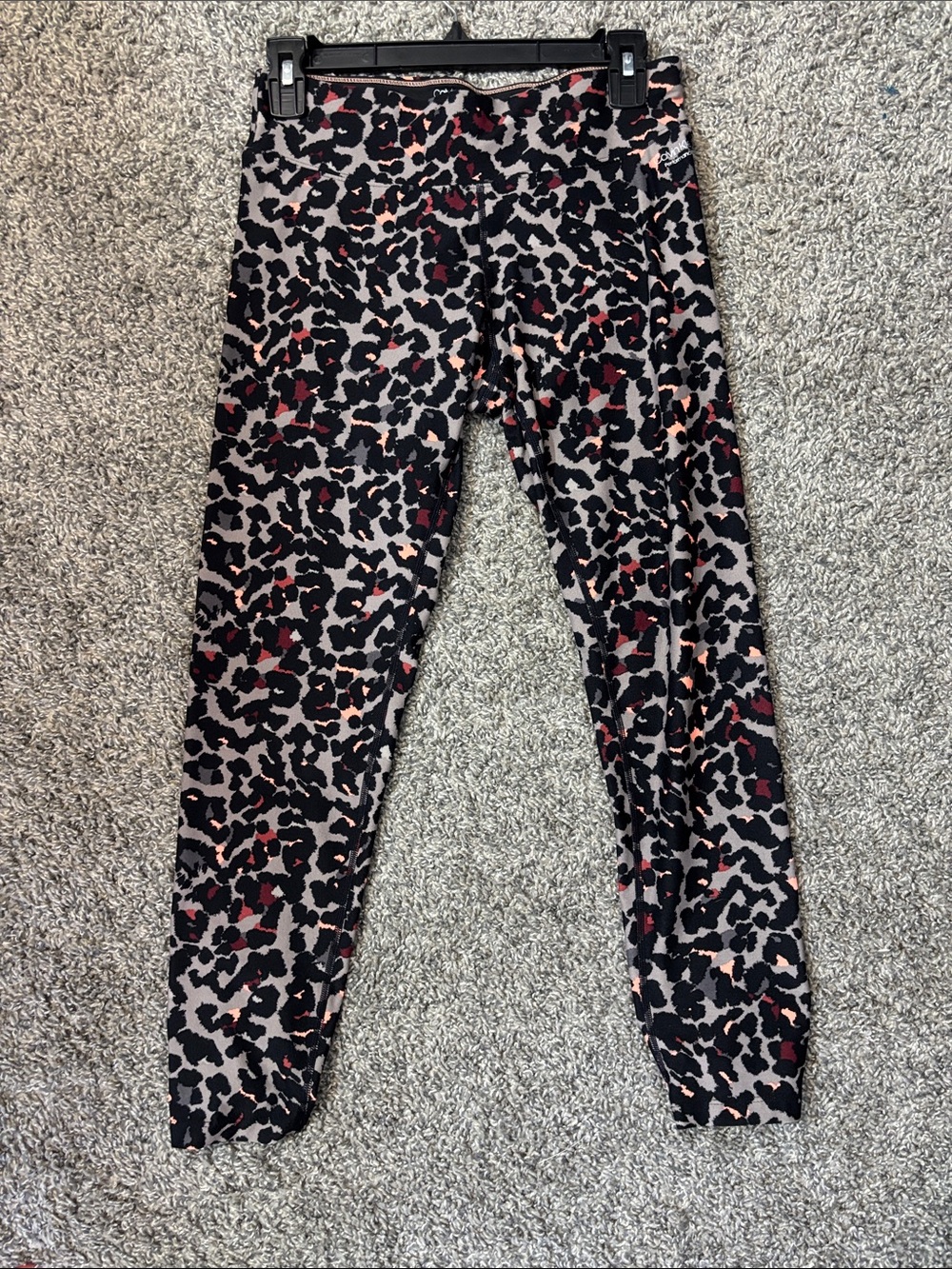 Calvin Klein Black and Pink Leopard Print Leggings